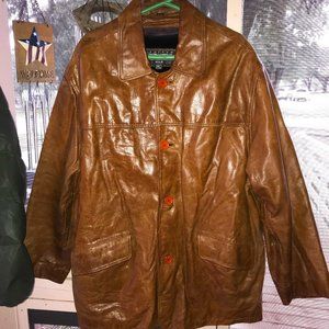 Genuine Leather Coat with Faux Fur Lining